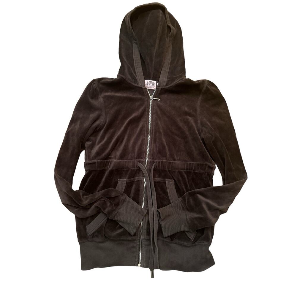 Juicy Couture Brown Velour Zip Hoodie Y2K Track Jacket Medium